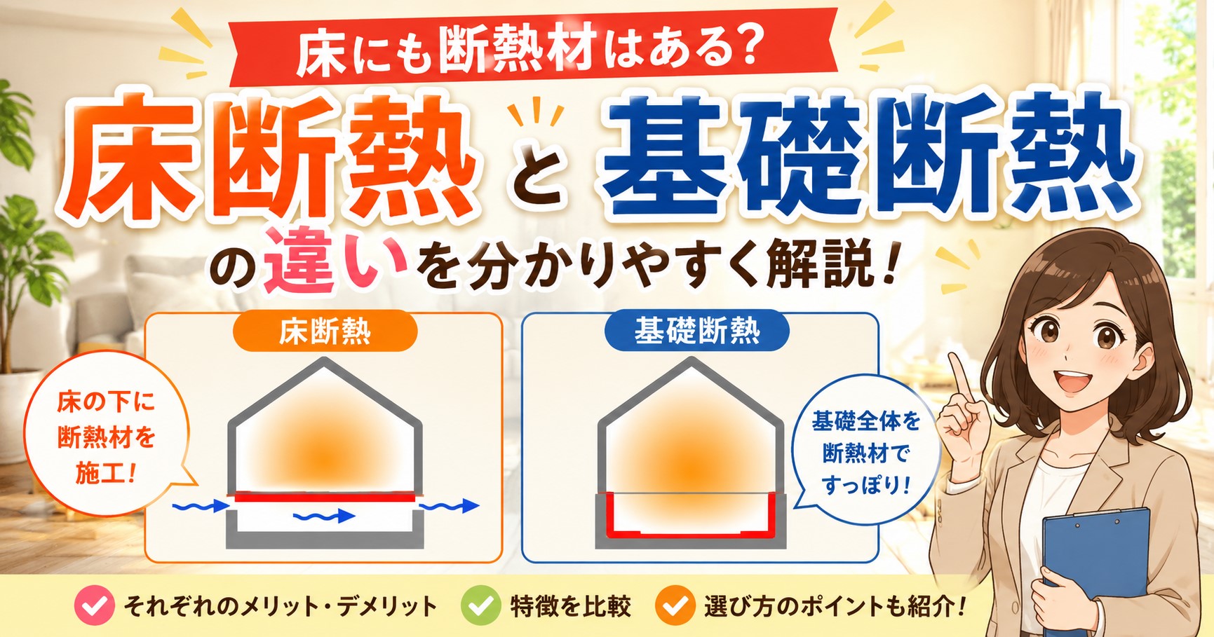 床にも断熱材はある？「床断熱」と「基礎断熱」の違いを分かりやすく解説