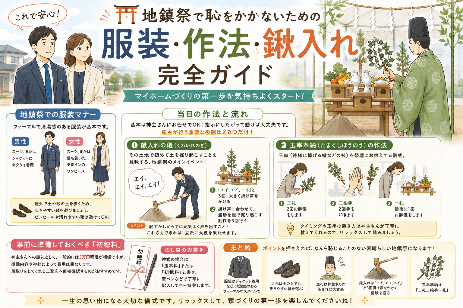 地鎮祭で恥をかかない！服装・作法・鍬入れのやり方を分かりやすく解説