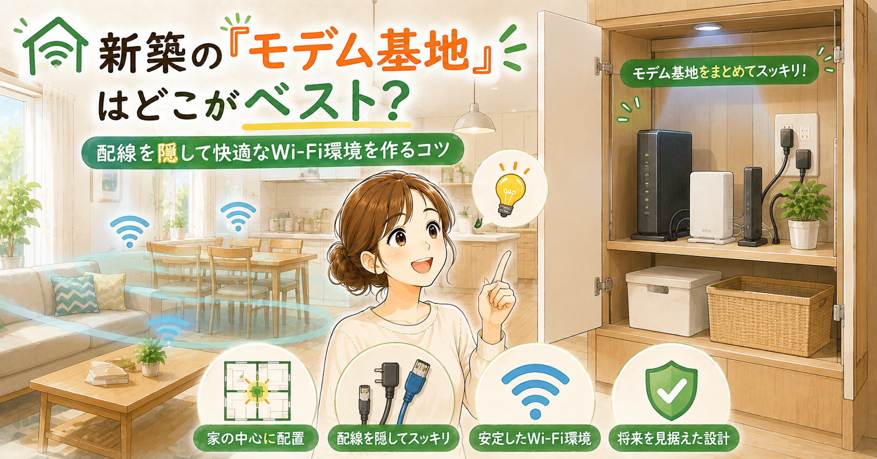 新築の「モデム基地」はどこがベスト？配線を隠して快適なWi-Fi環境を作るコツ