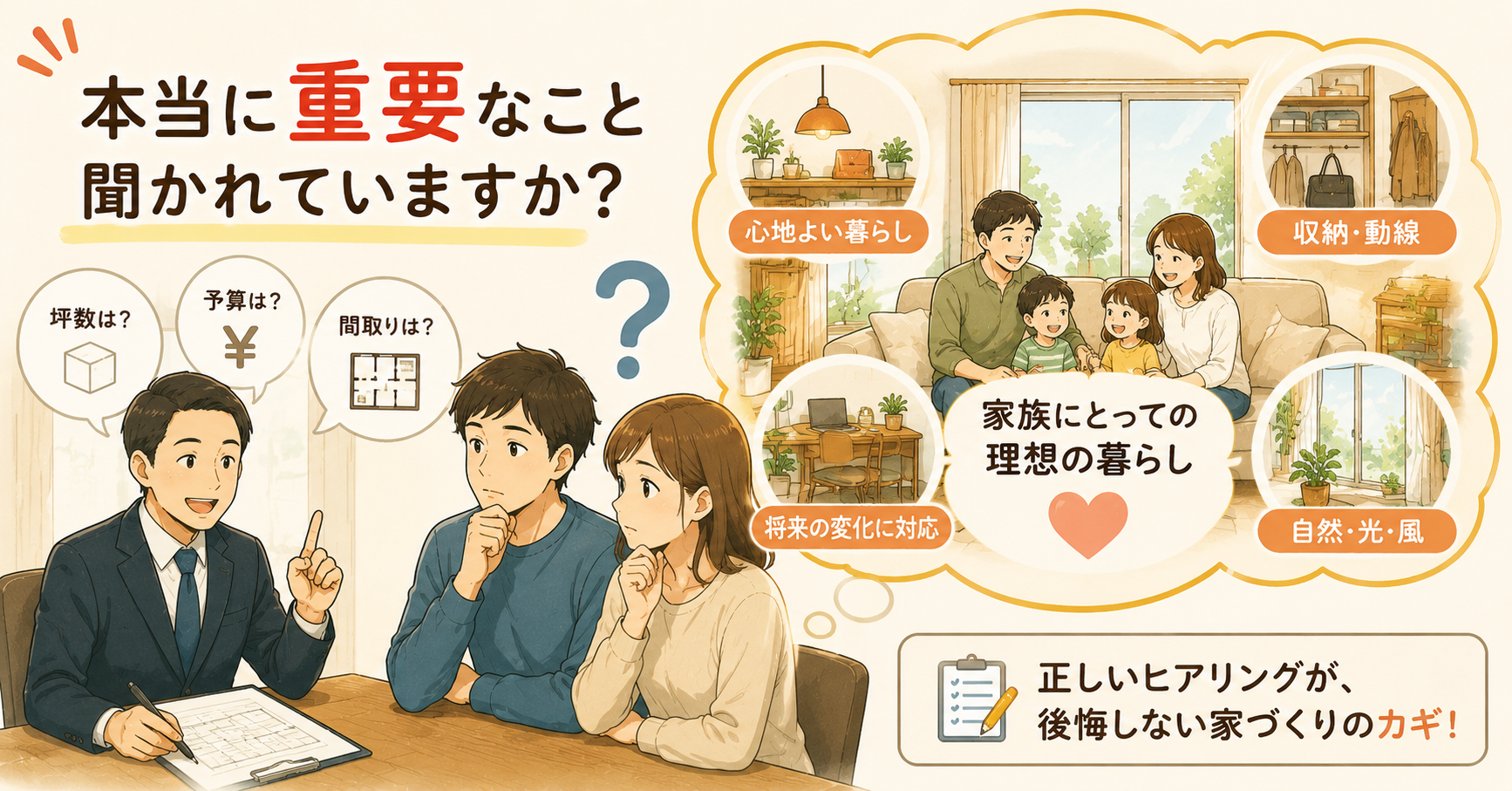 家づくりで「本当に重要なこと」は聞かれない？後悔しないためのヒアリングの本質