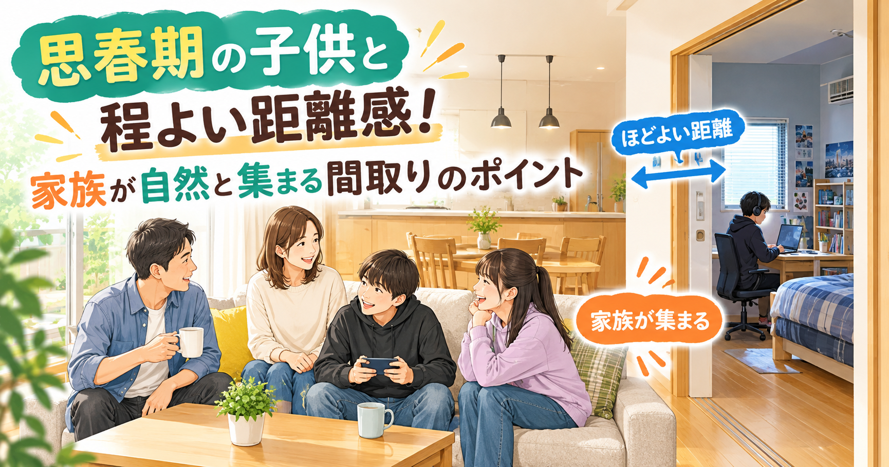 思春期の子供と程よい距離感！家族が自然と集まる間取りのポイント
