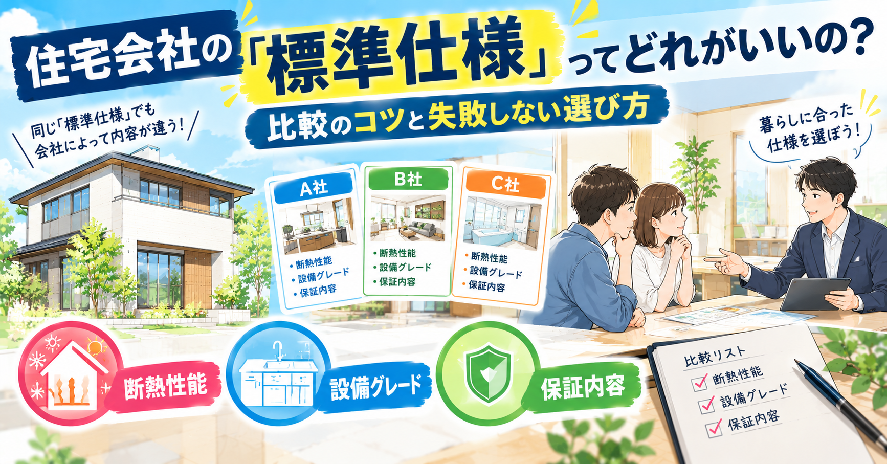 住宅会社の「標準仕様」ってどれがいいの？比較のコツと失敗しない選び方